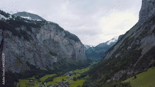 Beautiful valley of Lauterbrunnen in Switzerland in autumn. 