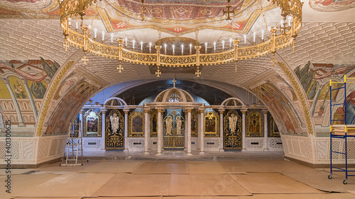 New hall in the church in Seraphim-Diveyevo Convent. Construction of temples