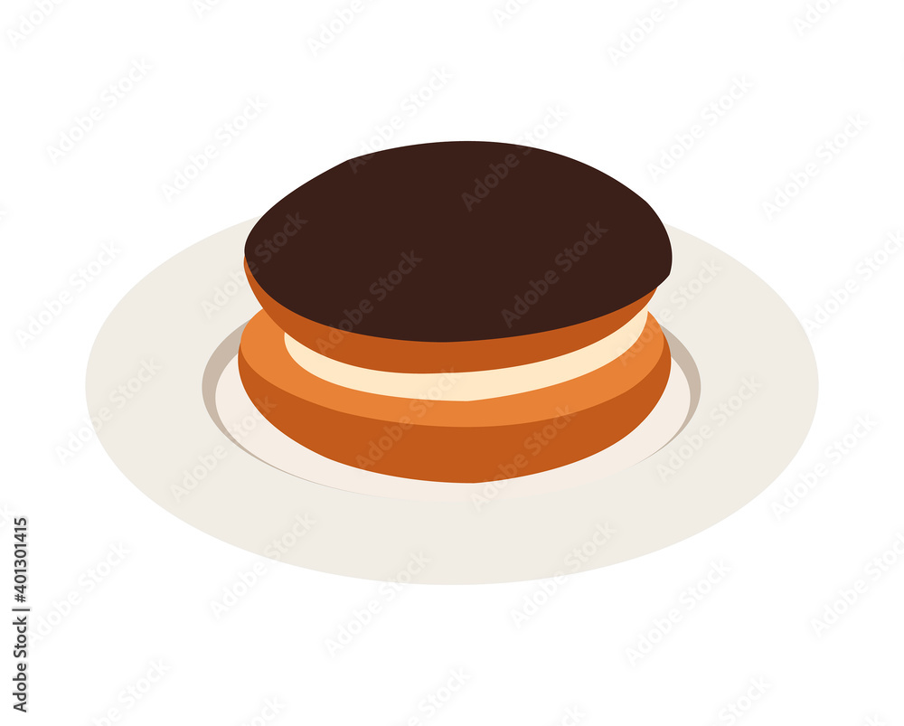 Boucher cake on a plate. Minimalistic vector illustration Boucher cake on a plate. Minimalistic vector illustration