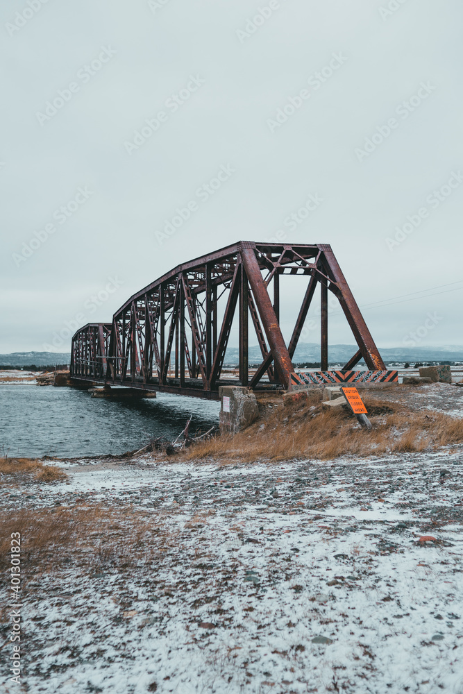 Metal bridge over the water in stephenville crossing newfoundland canada