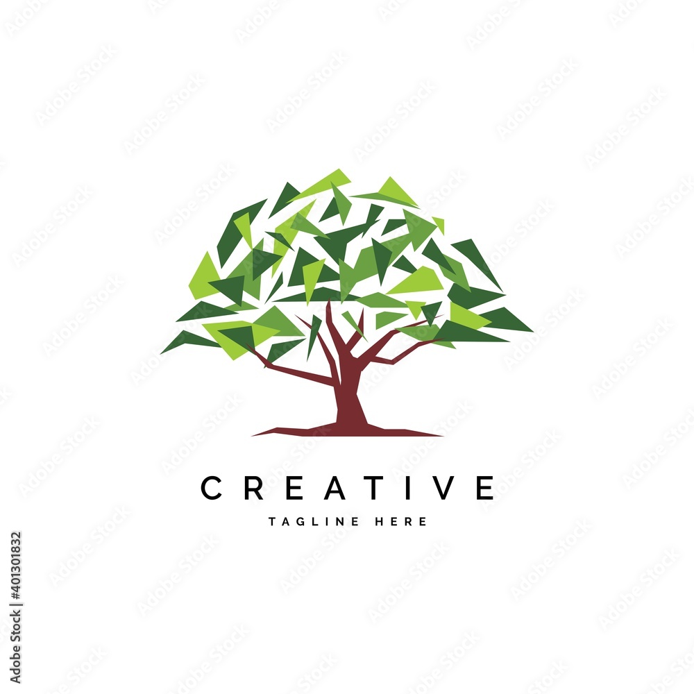 Obraz premium Creative tree logo design illustration vector template