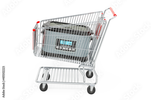 Sous vide machine inside shopping cart, 3D rendering