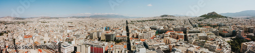 Aerial drone panorama of Athens city