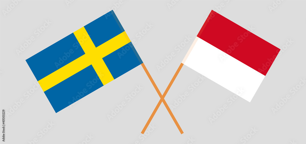 Crossed flags of Sweden and Monaco