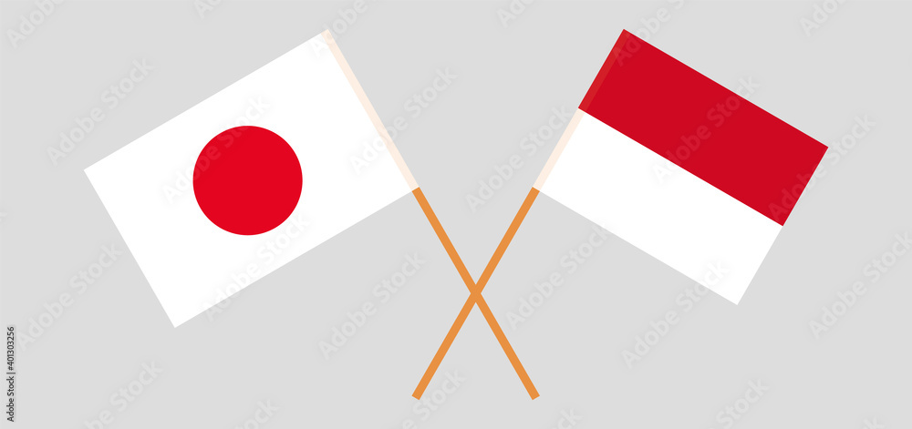 Crossed flags of Japan and Monaco Crossed flags of Japan and Monaco