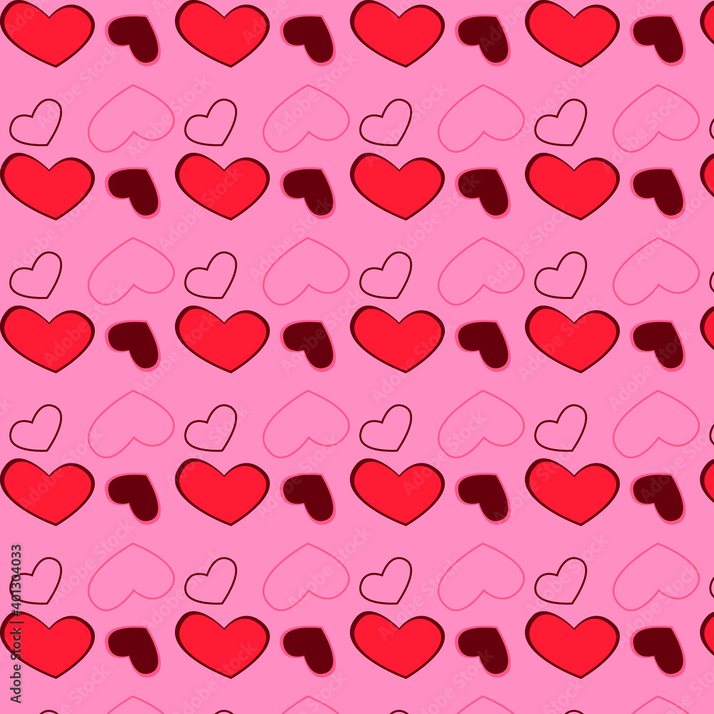 Abstract seamless pattern with different hearts