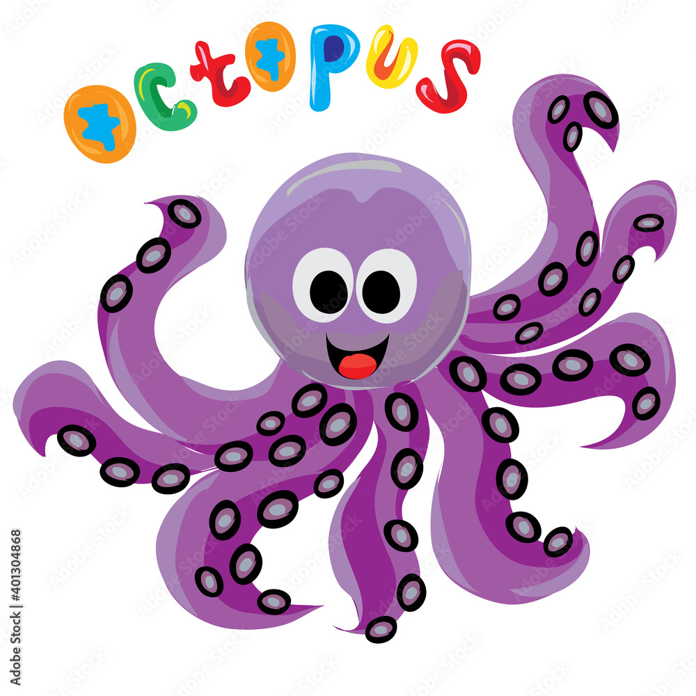 Obraz premium cute octopus cartoon illustration