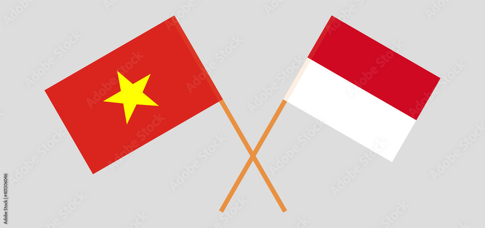 Crossed flags of Vietnam and Monaco