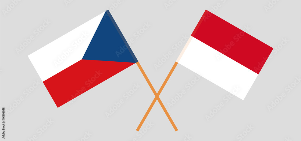 Crossed flags of Czech Republic and Monaco Crossed flags of Czech Republic and Monaco