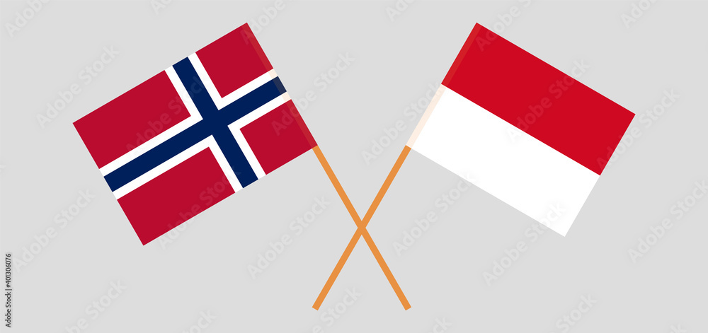 Crossed flags of Norway and Monaco