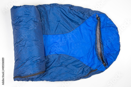 sleeping bag on a white background. items for tourism and camping