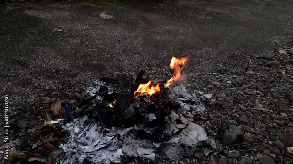Processing waste by burning. Destroy trash by burning Processing waste by burning. Destroy trash by burning