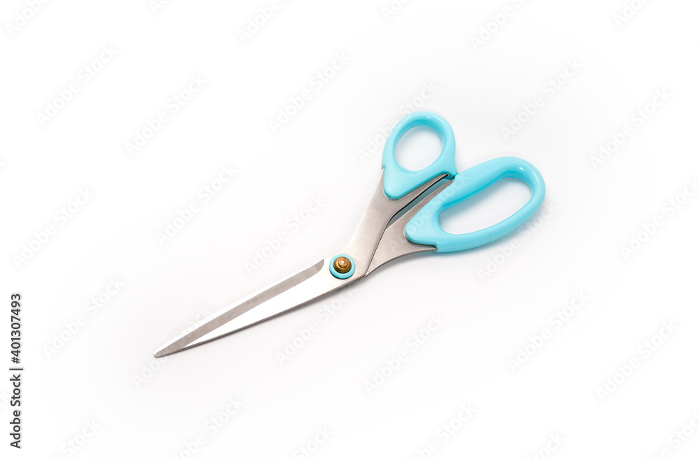 Equipment: Sawing scissors. White background. Equipment: Sawing scissors. White background.