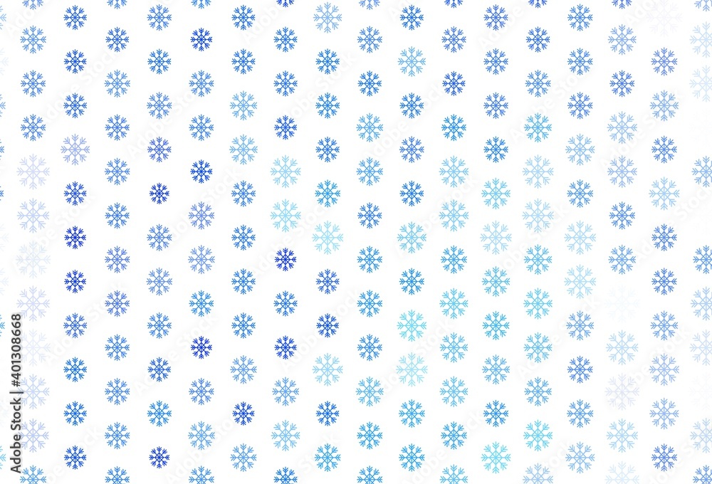 Light BLUE vector pattern with christmas snowflakes.
