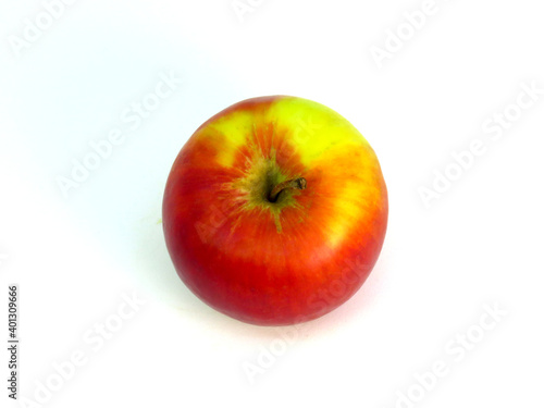 Delicious red apple, top view. 