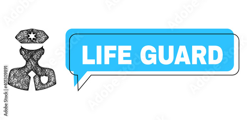 Chat Life Guard blue cloud frame and crossing mesh constable. Frame and colored area are shifted for Life Guard label, which is located inside blue colored cloud.
