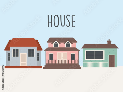 classic houses design over blue background