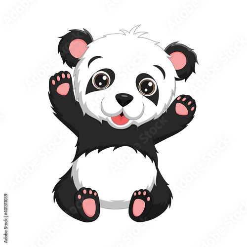 Fototapeta Naklejka Na Ścianę i Meble -  Cartoon cute baby panda sitting