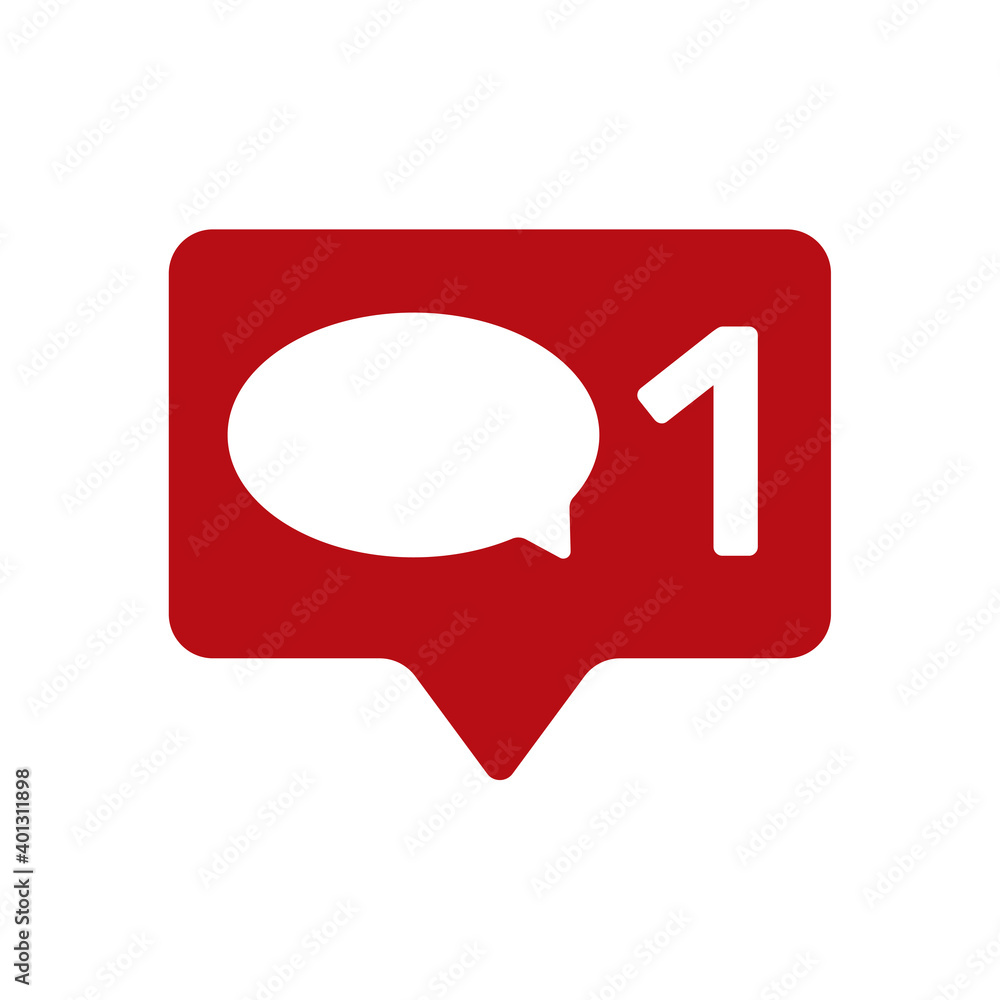 Message icon on a red pin with the number of messages. Vector illustration. Message icon on a red pin with the number of messages. Vector illustration.