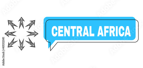 Speech Central Africa blue bubble frame and network expand arrows. Frame and colored area are misplaced for Central Africa caption, which is located inside blue colored bubble.