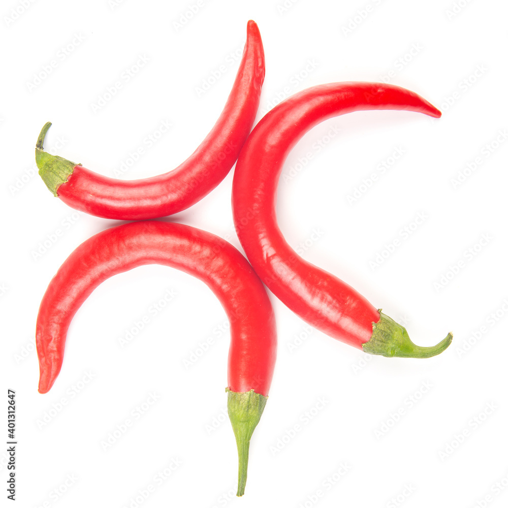Red hot chili peppers on a white background. food figures. Vitamin vegetable food Red hot chili peppers on a white background. food figures. Vitamin vegetable food