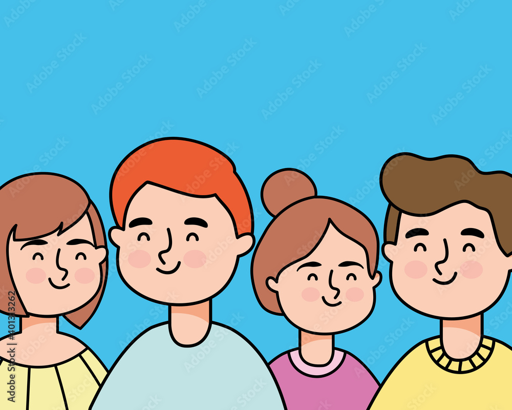 cartoon couples smiling, colorful design cartoon couples smiling, colorful design