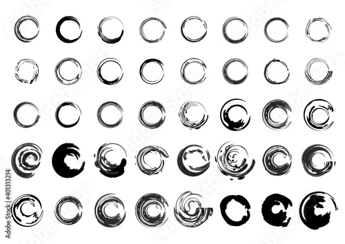 黒筆書き円相グラフィックベクターモノクロ素材