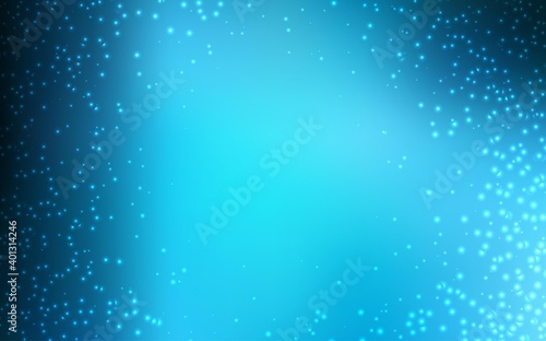 Light BLUE vector pattern with night sky stars. Shining illustration with sky stars on abstract template. Best design for your ad, poster, banner.