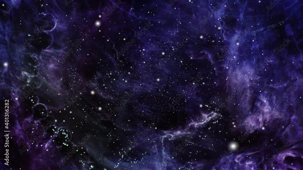 dark purple and blue nebula clouds move in the universe. dark purple and blue nebula clouds move in the universe.