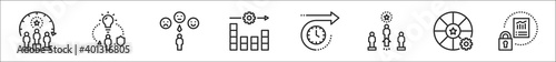 set of 8 sustainable competitive thin outline icons such as winner, intellectual property, customer, volume, long term, advantage, competence, proprietary