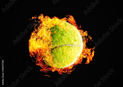 燃える炎のテニスボール © k_yu