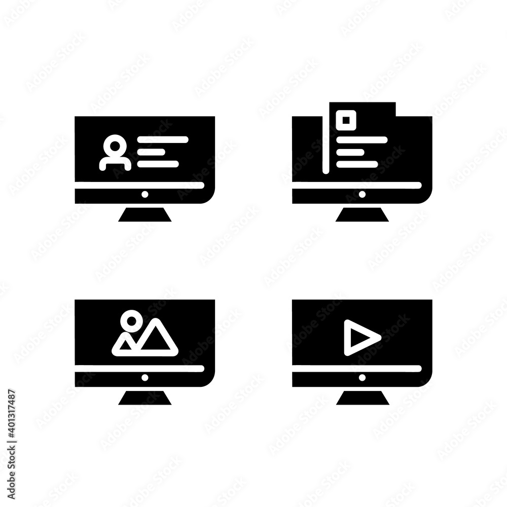 Silhouette computer icons design isolated on white background Silhouette computer icons design isolated on white background