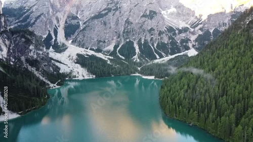 Braies lake in Dolomites, Italy