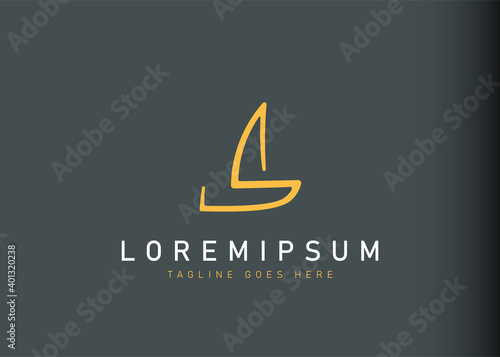 Initial S sailboat shaped logo design. Vector illustration of minimalist initial letter S sailboat icon design. Modern logo design with line art style.