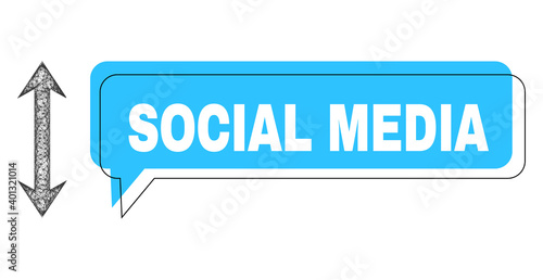 Conversation Social Media blue bubble frame and wire frame vertical flip. Frame and colored area are shifted for Social Media phrase, which is located inside blue bubble.