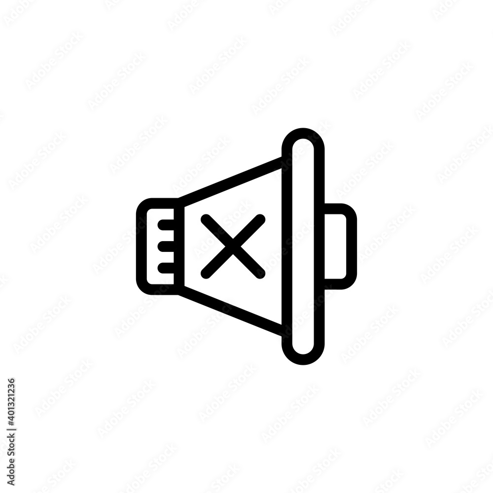 No sound icon in line style isolated on white background. EPS 10 No sound icon in line style isolated on white background. EPS 10