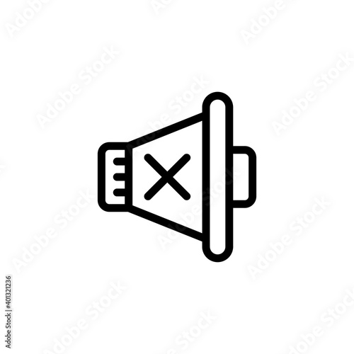 No sound icon in line style isolated on white background. EPS 10