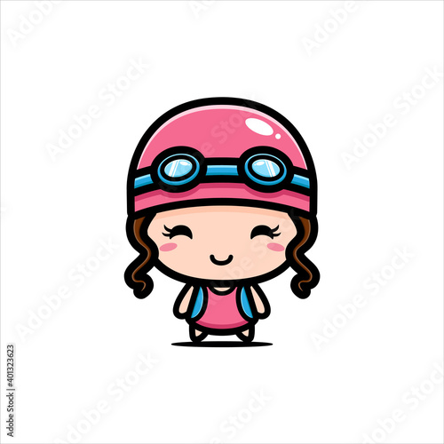 cute swimmer girl character vector design