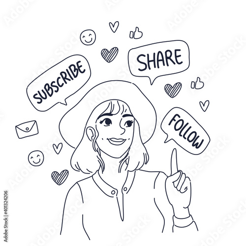 Influencer woman cartoon illustration 