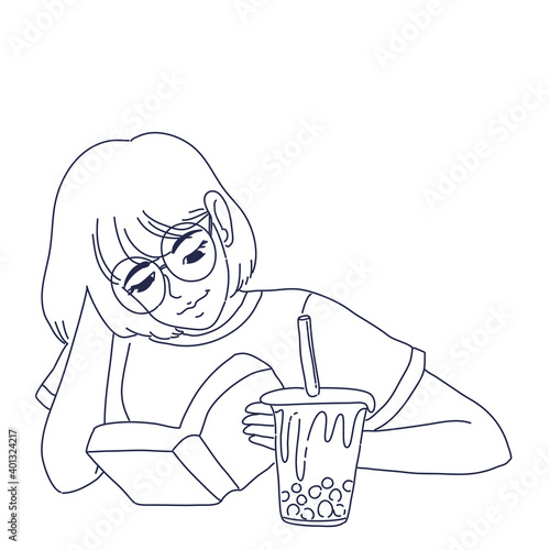 Girl is reading book illustration 