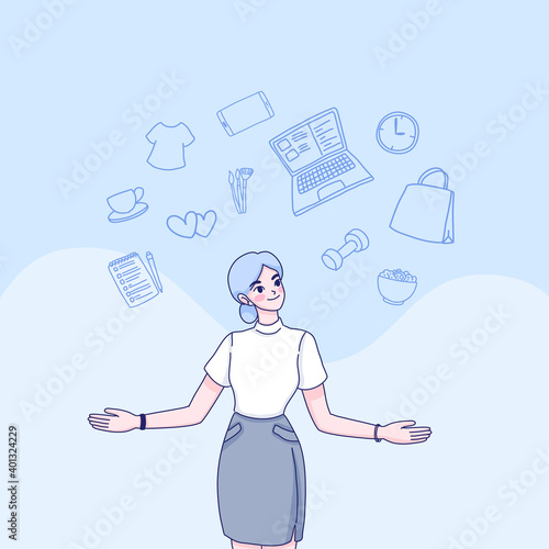 Working woman character illustration 

