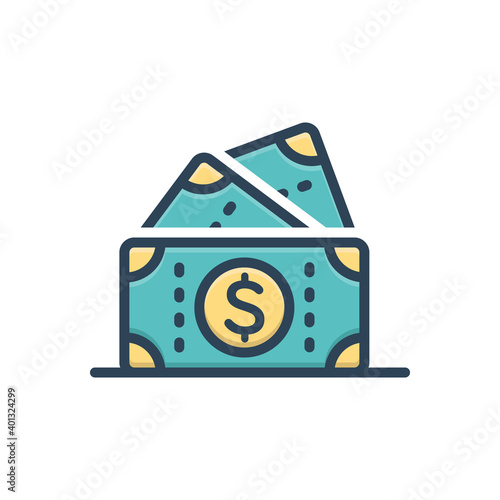 Color illustration icon for cash