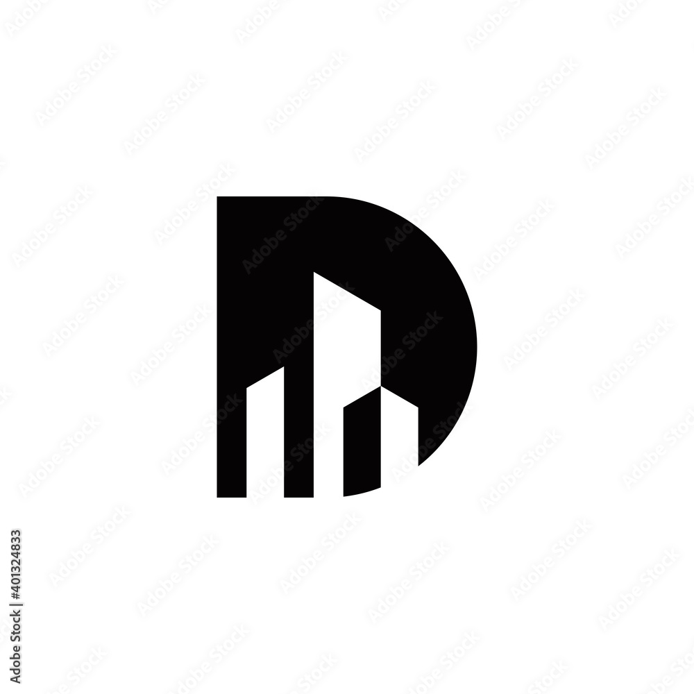 d initial building logo design vector template