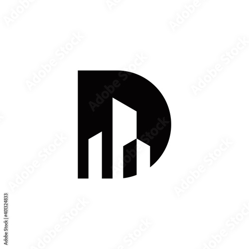 d initial building logo design vector template