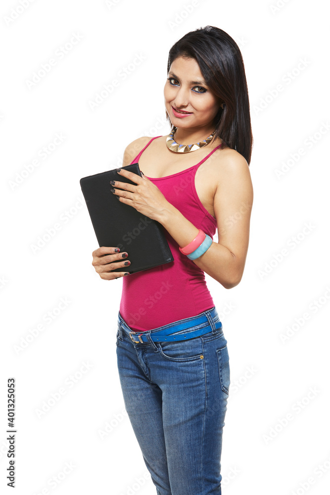 Attractive cheerful young women with digital tablet Attractive cheerful young women with digital tablet