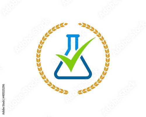 Circular wheat with checked laboratory border