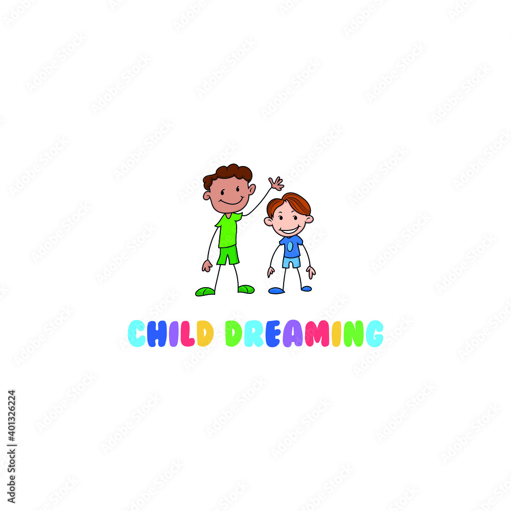 Happy children and kids logo design vector. Education, children day, school logo concept Happy children and kids logo design vector. Education, children day, school logo concept