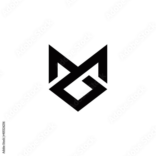 m g mg gm initial logo design vector template