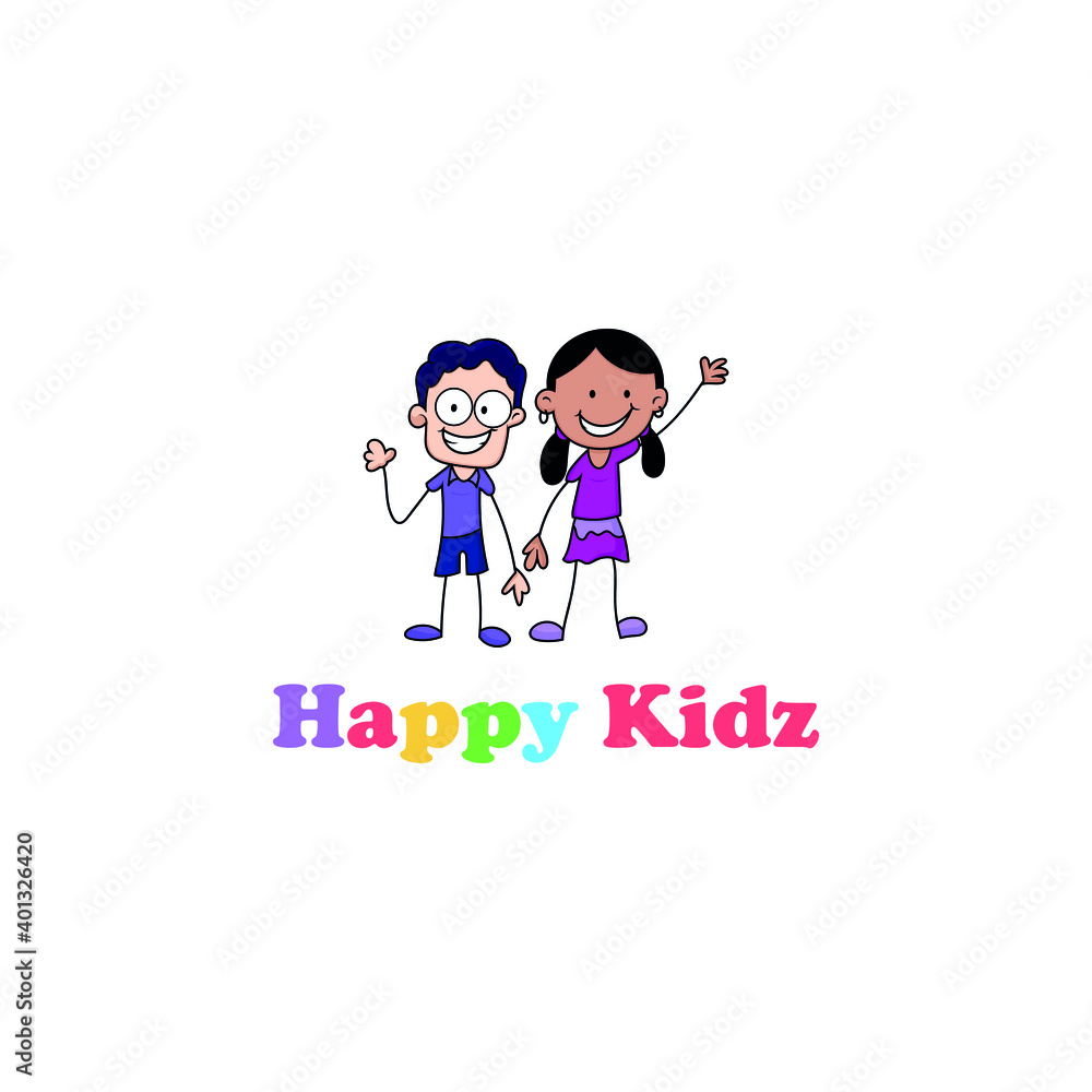 Happy children and kids logo design vector. Education, children day, school logo concept Happy children and kids logo design vector. Education, children day, school logo concept