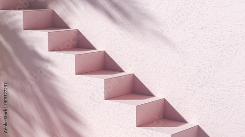 Fototapeta Naklejka Na Ścianę i Meble -  Minimal cosmetic steps background for product presentation. Sunshade shadow  3d render illustration. 